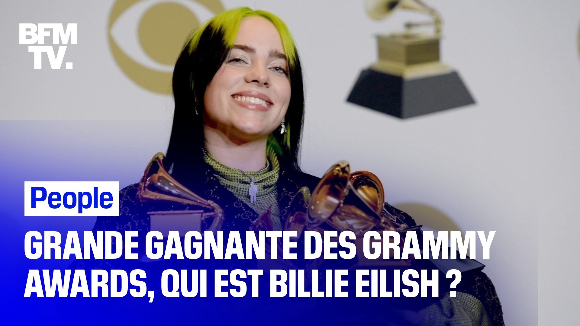 ⁣Portrait de Billie Eilish, la grande gagnante des Grammy Awards
