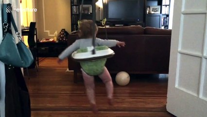Dizzy alert! Baby from New York can't stop spinning in bouncer