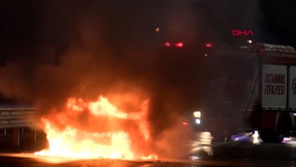 Fsm köprüsü'nde alev alan otomobilden son anda indiler