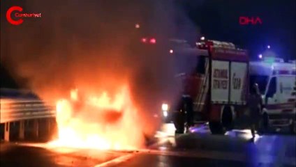 FSM Köprüsü'nde alev alan otomobilden son anda indiler