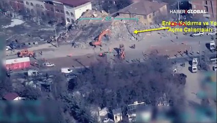 Depremin yol açtığı yıkım İHA'lar tarafından görüntülendi