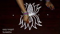 Beautiful rangoli with peacocks    Creative designs 5 dots muggulu    Easy flower kolam