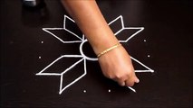 Beginners Appartment rangoli design - Simple kolam art design with 6 x 4 dots