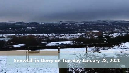 Snowfall in Derry and Grianán of Aileach on the morning of January 28, 2020