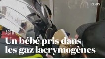 Un bébé se retrouve pris dans les gaz lacrymogènes en marge de la manifestation des pompiers à Paris