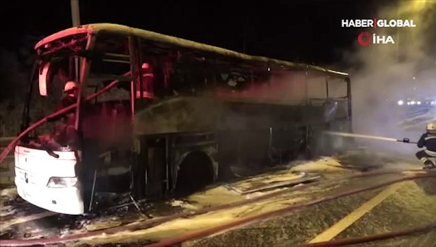 Facianın eşiğinden dönüldü: Alev alan yolcu otobüsünde kapılar kilitlendi