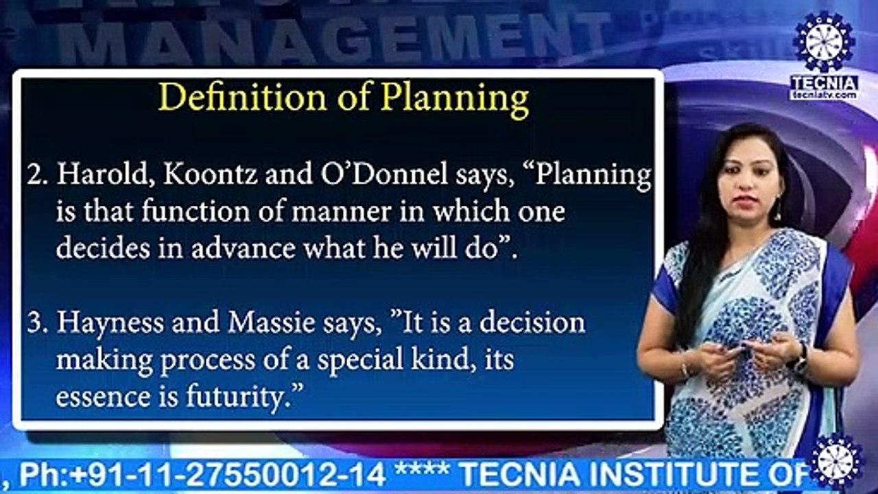 BBA || Ms. Sheetal Badesra || Definition Objectives And Nature of Planning || TIAS || TECNIA TV