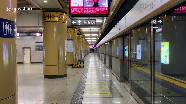 Beijing subway station unusually quiet amid coronavirus outbreak