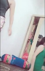 little girl is chatting live while dancing hot