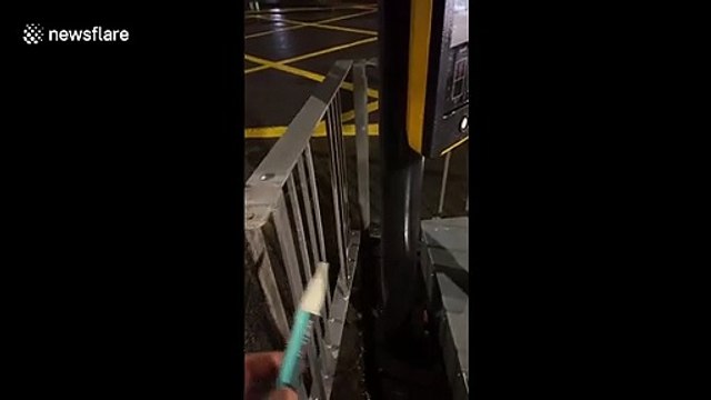 Pedestrian crossing flowing with 230 volts of electricity shocks passerby