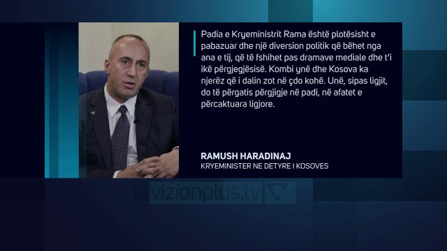 Rama e paditi për shpifje/ Reagon Haradinaj - News, Lajme - Vizion Plus