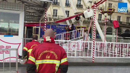 Les pompiers en exercice sur la grande roue de Bayonne