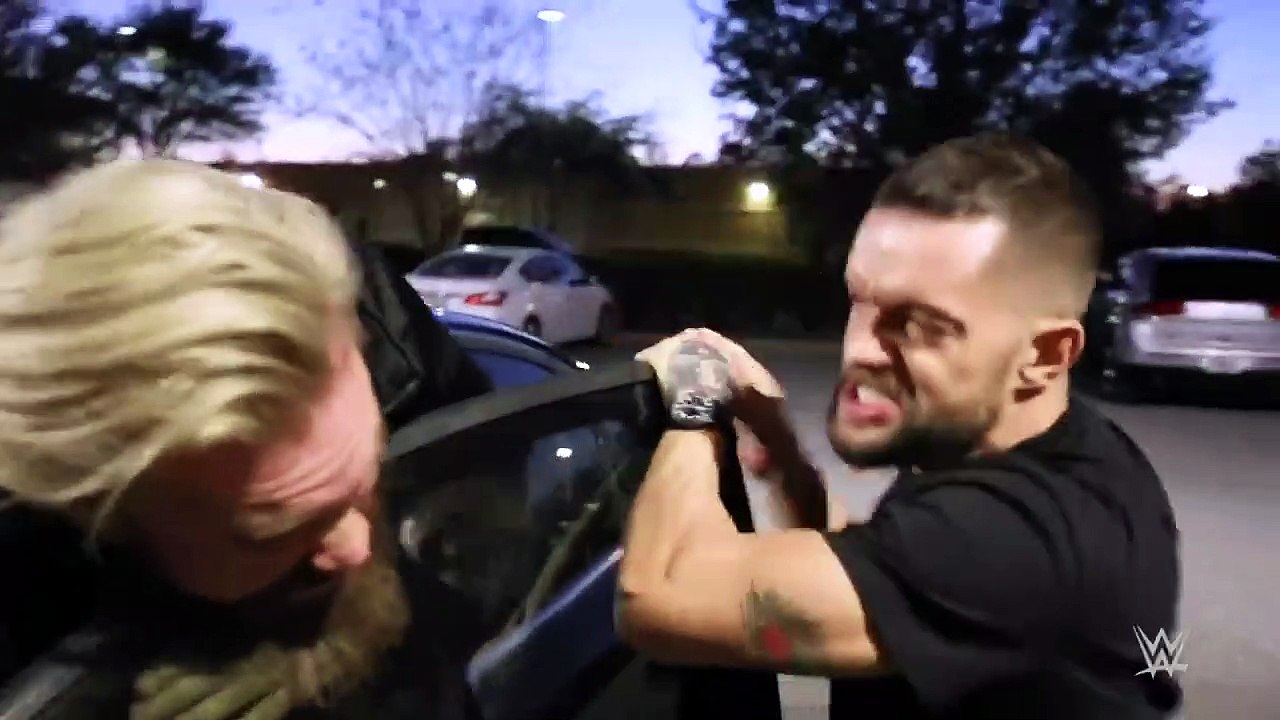 Finn Bálor jumps Trent Seven in a parking lot