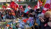 jets d'outils de travail et terrible cri de guerre des français en colère à la manifestation contre le projet de réforme des retraites à Toulon