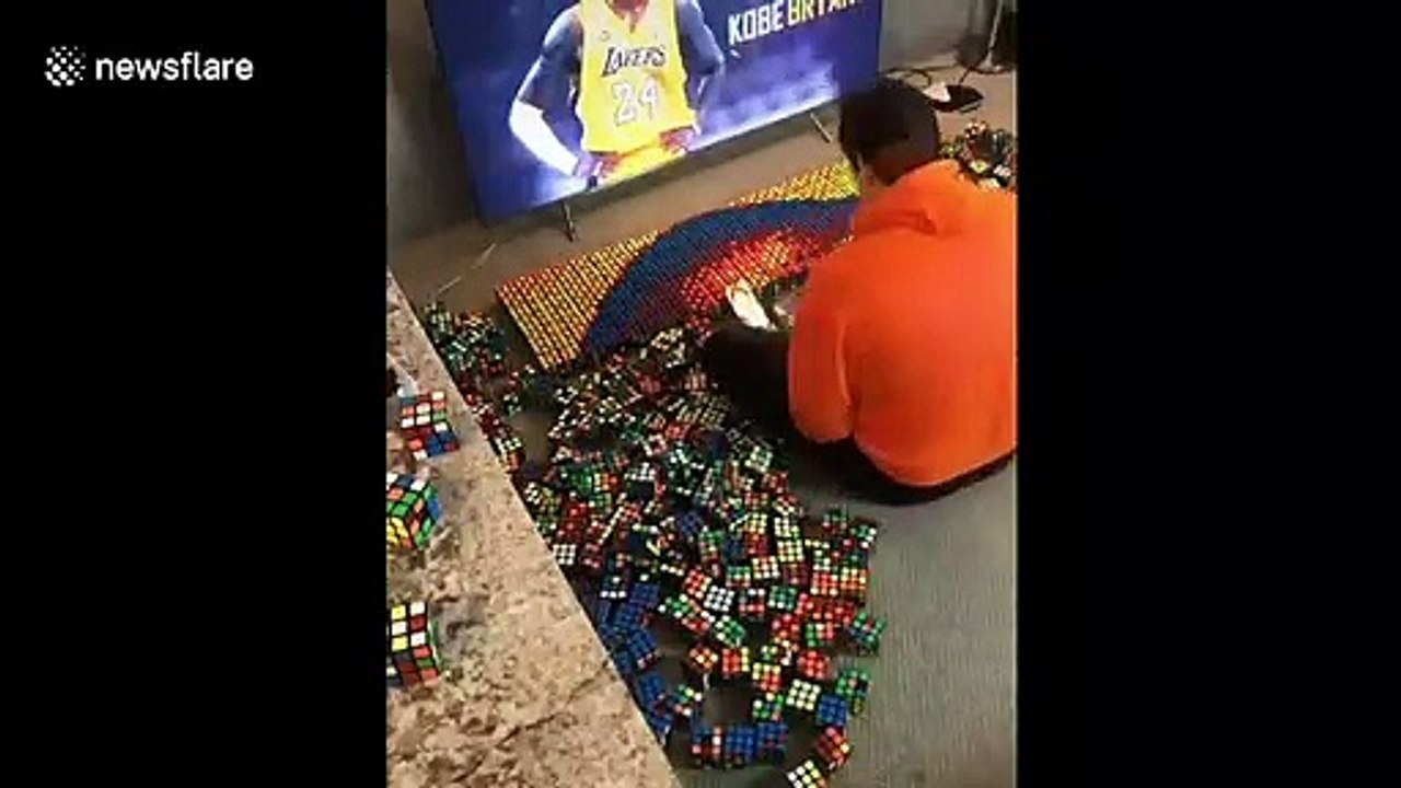 US artist builds realistic Kobe Bryant tribute with Rubik's Cubes