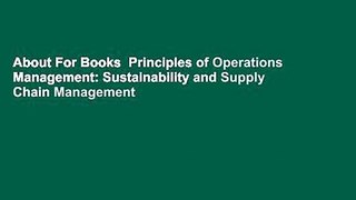 About For Books  Principles of Operations Management: Sustainability and Supply Chain Management