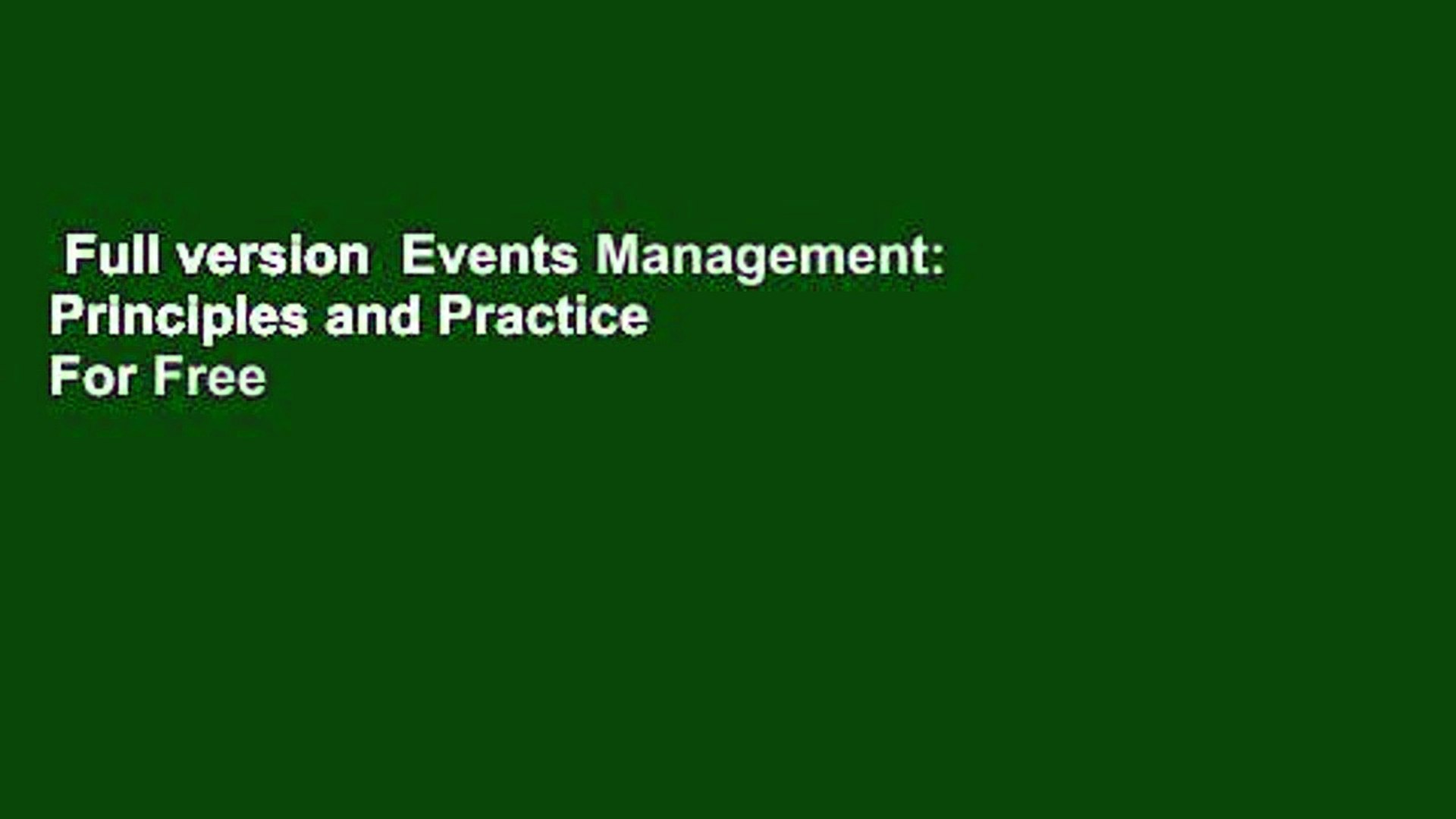 ⁣Full version  Events Management: Principles and Practice  For Free