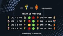 Previa partido entre Cádiz y Real Zaragoza Jornada 26 Segunda División