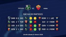 Previa partido entre Sassuolo y Roma Jornada 22 Serie A