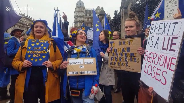 Anti-Brexit protesters gather on eve of exit of European Union
