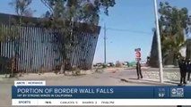 Border wall panels toppled by wind