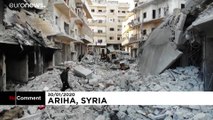 Savaş uçakları İdlib'in Eriha ilçesini hedef aldı: Kent tanınamaz halde