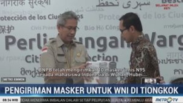 BNPB dan Kemenlu Kirim 10 Ribu Masker N95 untuk WNI di Tiongkok