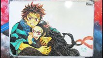 Menggambar Tanjiro dan Nezuko ( Kimetsu No Yaiba ) - Drawing on Whiteboard