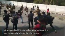 Suspected Hindu nationalist opens fire at Delhi student demo