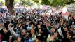 Bank employees on strike protest at Jantar Mantar