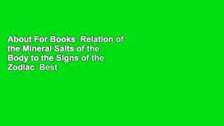 About For Books  Relation of the Mineral Salts of the Body to the Signs of the Zodiac  Best