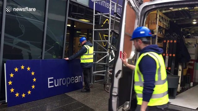 Brexit Day: Sign removed from European Commission in Northern Ireland