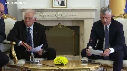 Скачать видео: Balcani: prima visita di Borrell per la pacificazione Serbia-Kosovo