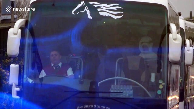 British evacuees from Wuhan transported by coach from RAF Brize Norton