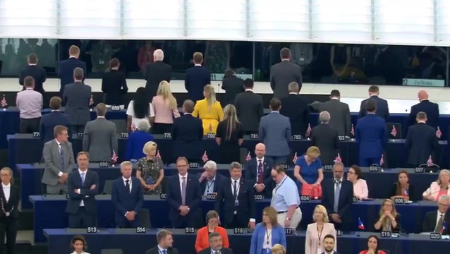 Brexit Party MEPs turn their backs on Ode To Joy performance