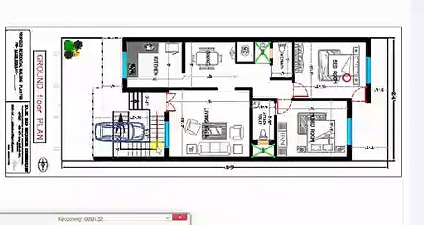 24x64 ft 2BHK PLAN WITH DINING,CAR PARKING AND GARDEN