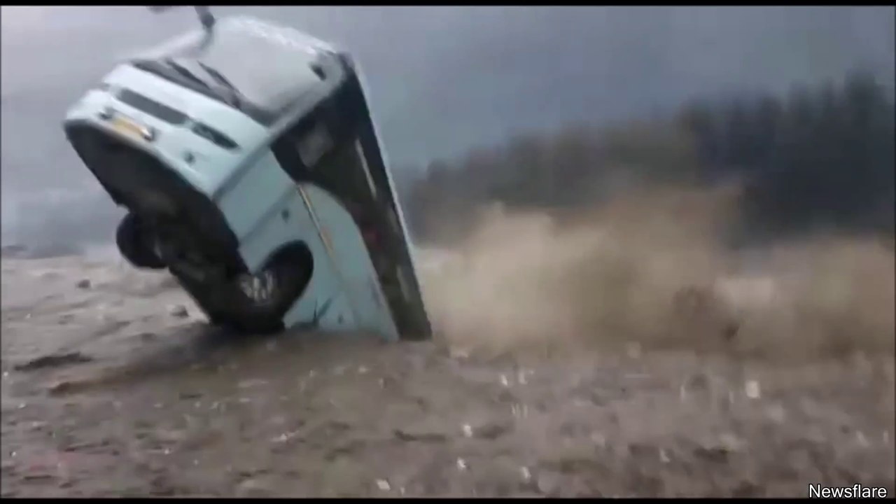 Bus Gets Taken By Massive Flood