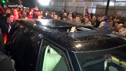 Jubilant Nigel Farage leaves Brexit Day celebration to chants