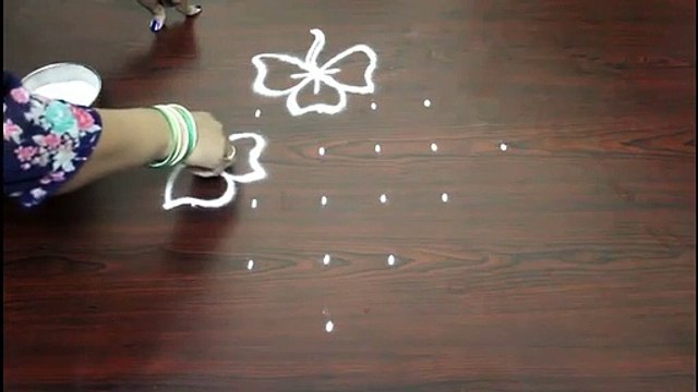 beginners flower kolam designs with 7 to 1 straight dots- muggulu designs with dots- rangoli designs