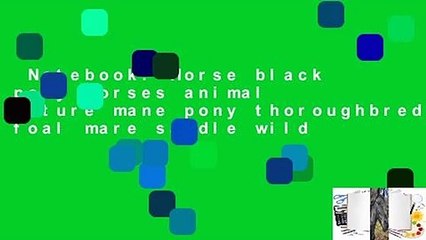 Notebook: Horse black pony horses animal nature mane pony thoroughbred foal mare saddle wild