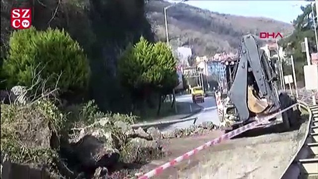 Samsun-Ordu karayolunda heyelan