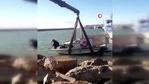 Samandağ’da halatı kopan balıkçı teknesi batmaktan son anda kurtarıldı
