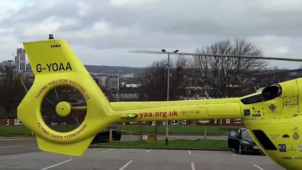 Yorkshire Air Ambulance taking off from Beeston (Credit: Dave Venner)