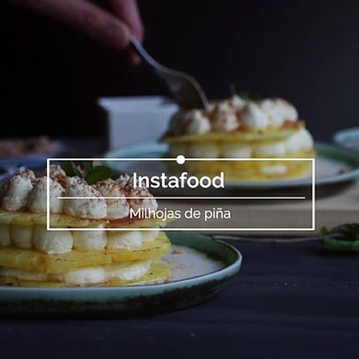 Milhojas de piña y crema de mascarpone, receta de postre fácil y rápida