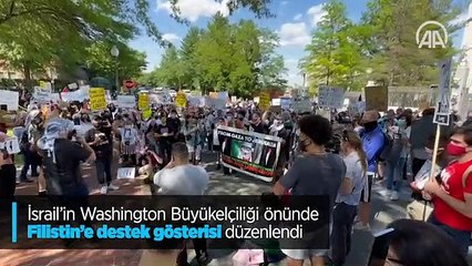 İsrail'in Washington Büyükelçiliği önünde Filistin'e destek gösterisi