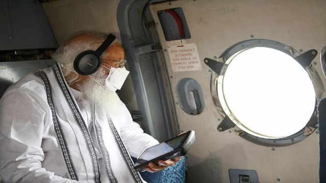 PM Modi undertakes aerial survey of cyclone affected areas