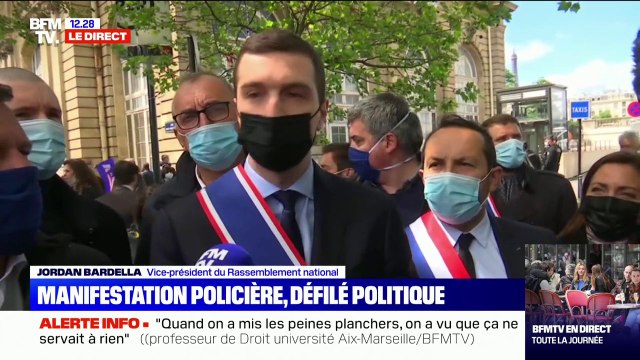 Jordan Bardella (RN): Le ministre de l'Intérieur est venu [au rassemblement des policiers] constater sa propre inaction.