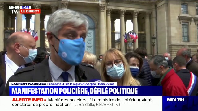Présent à la manifestation des policiers, Laurent Wauquiez déclare observer la situation de l'insécurité se dégrader très vite