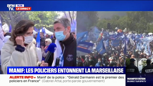 Au rassemblement de policiers à Paris, Claude Simonetti (Unité SGP Police FO Vaucluse) attend des réponses de la justice et du gouvernement pour éviter que des policiers meurent, comme Éric Masson tué à Avignon le 5 mai