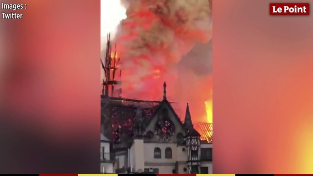 La flèche de Notre-Dame en feu s'effondre